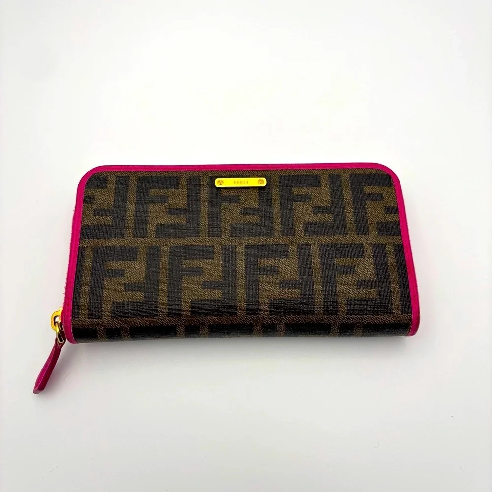 Fendi Zucca Khaki Canvas Zip AroundWallet | comes with box and Authenticity card